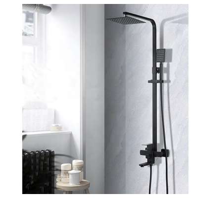 Yile high quality exposed bath shower faucet set black