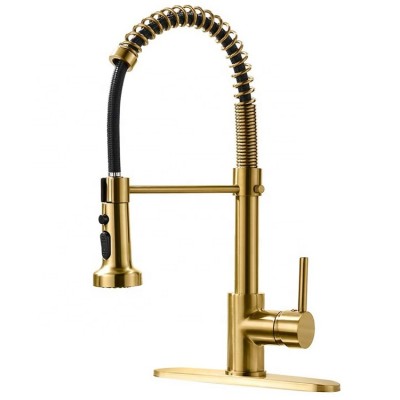 Yile popular brushed gold brass kitchen sink faucet  pull out