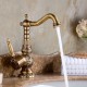 Antique Brass Bathroom Faucet Basin Faucets Carving Tap Rotate Single Handle Crane Hot and Cold Water Mixer Taps