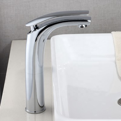 Yile chrome plated bathroom water tap tall vessel brass faucet