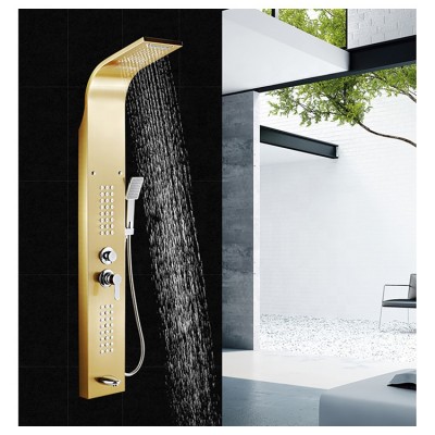 stainless steel luxury gold shower panel set